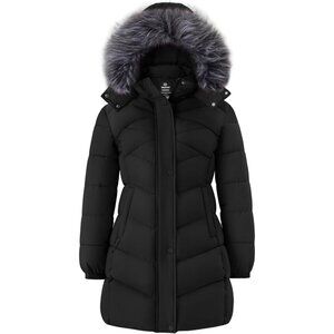 Women's Black Fashionable Waterproof Quilted Puffer Jacket Coat Winter Warm
